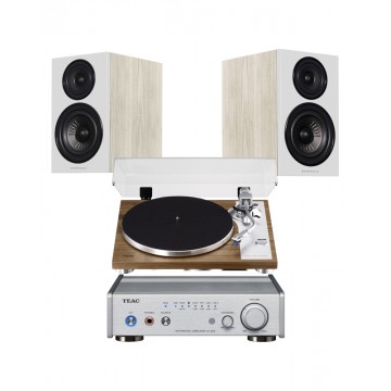TEAC AI-303 USB DAC Bundle με TEAC TN-4D-SE Walnut πικάπ και ηχεία WHARFEDALE DIAMOND 12.2 Light Oak